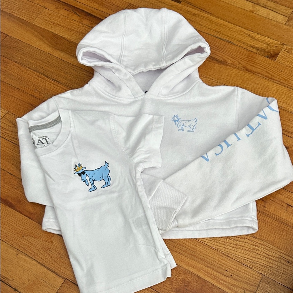 Girls Goat USA Bundle of Cropped White Kids Hoodie and T-Shirt Set, YM